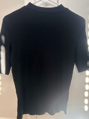a new day Black Ribbed Short-Sleeve Top